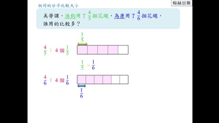 翻轉學習影片:國小_數學_AMA教材_6-3 通分和分數的大小比較:P83例4【翰林出版_五上_第6單元 擴分、約分和通分】